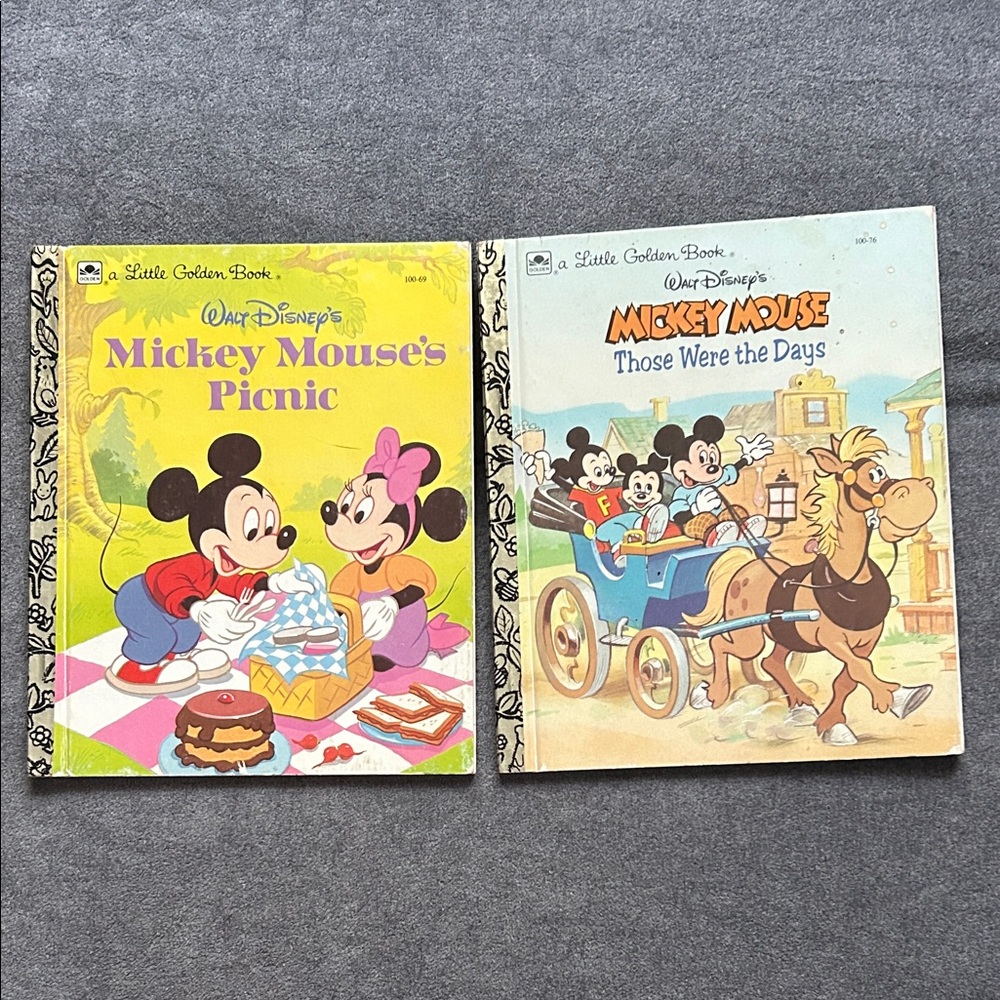 Disney Mickey Mouse's Picnic and Those Were the Days Little Golden Books